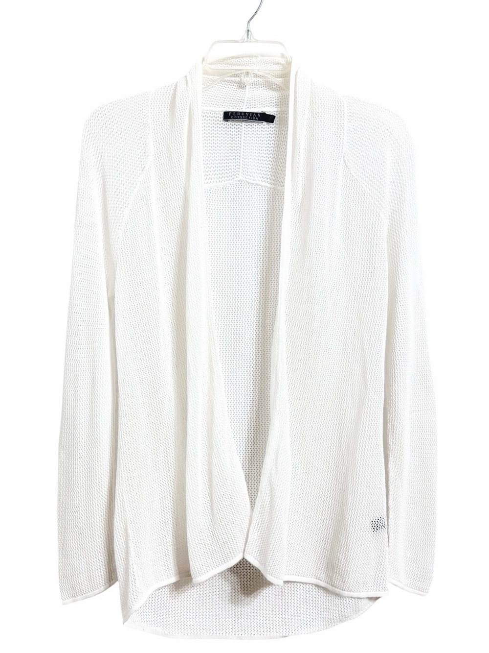 Peruvian Connection Pima Cotton Euro Summer Cardigan M Coastal Open Knit Mesh
